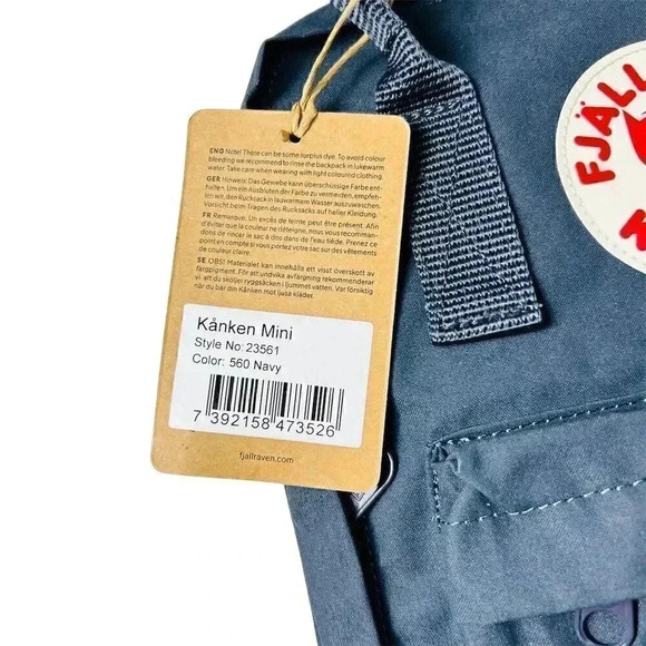Fjällräven Kånken Mini Backpack Navy Blue Unisex Casual Adjustable Straps - Picture 3 of 8